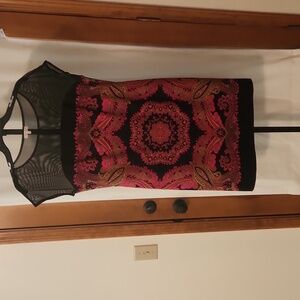 Madison Cocktail Dress, Black with Hot Pink, Size 12